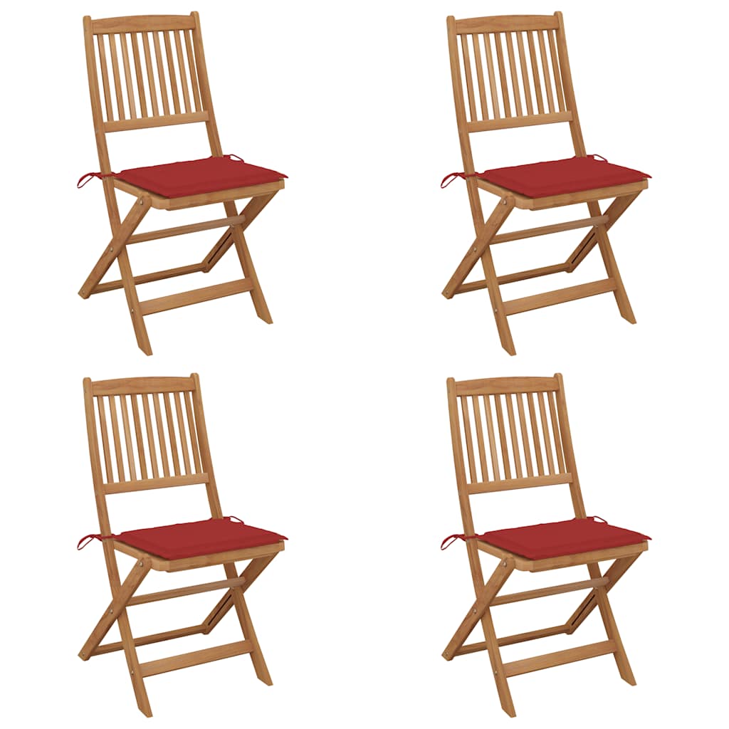Tuinstoelen 4 st inklapbaar met kussens massief acaciahout is nu te koop bij PeponiXL, paradijselijk wonen!