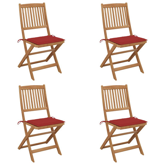 Tuinstoelen 4 st inklapbaar met kussens massief acaciahout is nu te koop bij PeponiXL, paradijselijk wonen!