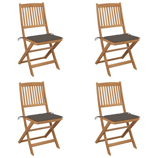 Tuinstoelen 4 st inklapbaar met kussens massief acaciahout is nu te koop bij PeponiXL, paradijselijk wonen!