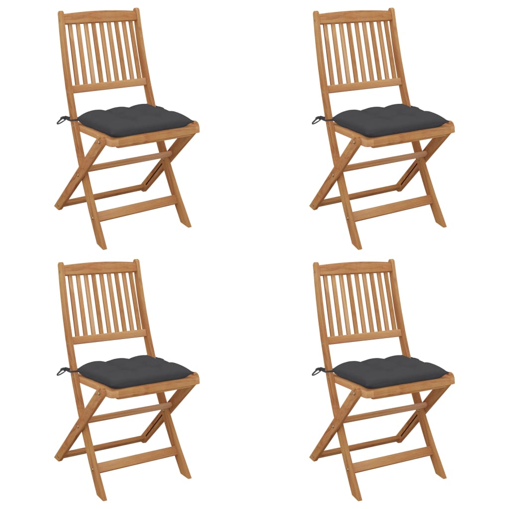 Tuinstoelen 4 st inklapbaar met kussens massief acaciahout is nu te koop bij PeponiXL, paradijselijk wonen!