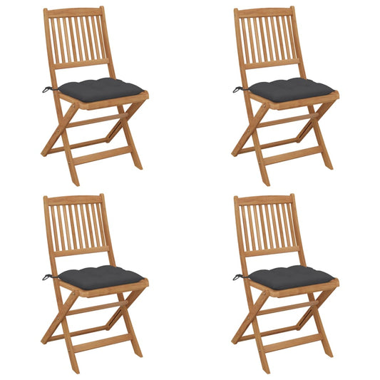 Tuinstoelen 4 st inklapbaar met kussens massief acaciahout is nu te koop bij PeponiXL, paradijselijk wonen!