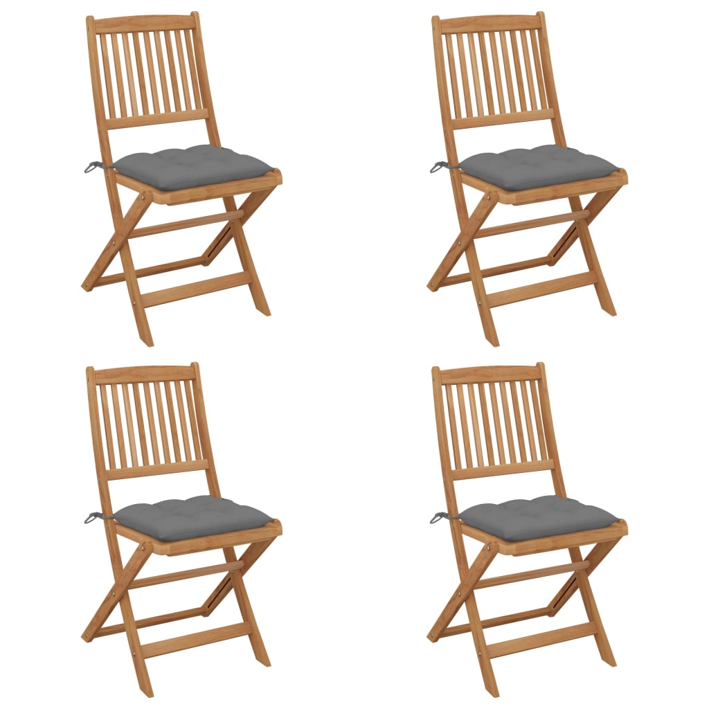 Tuinstoelen 4 st inklapbaar met kussens massief acaciahout is nu te koop bij PeponiXL, paradijselijk wonen!