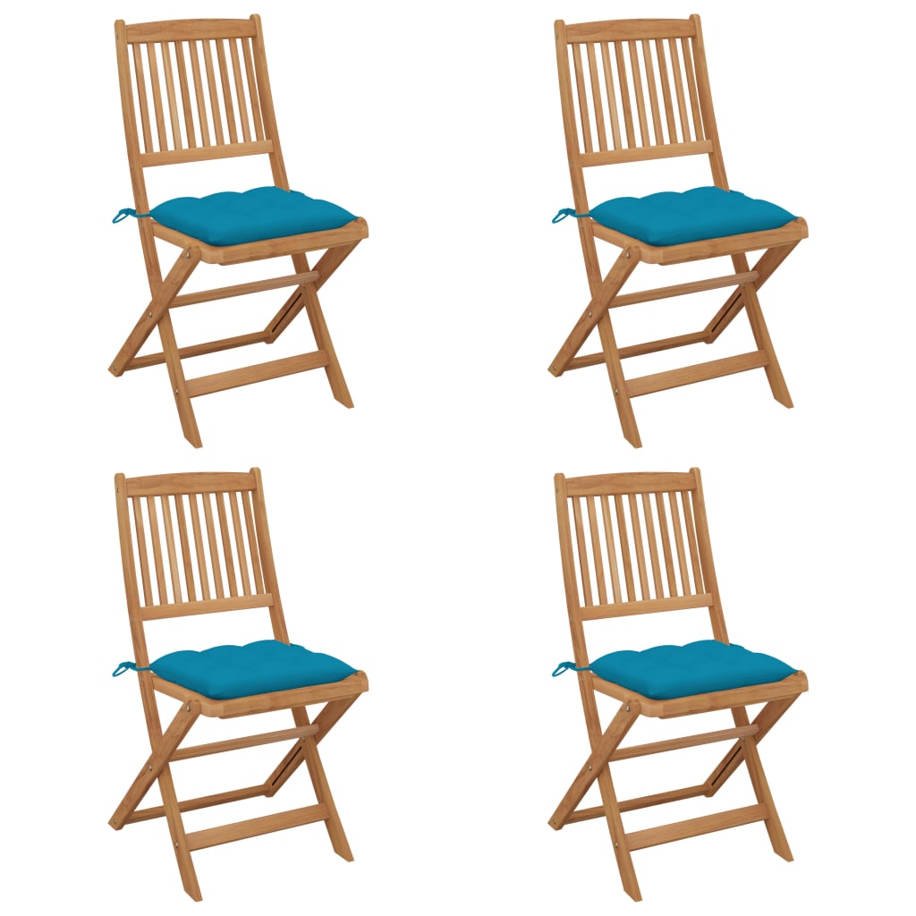 Tuinstoelen 4 st inklapbaar met kussens massief acaciahout is nu te koop bij PeponiXL, paradijselijk wonen!