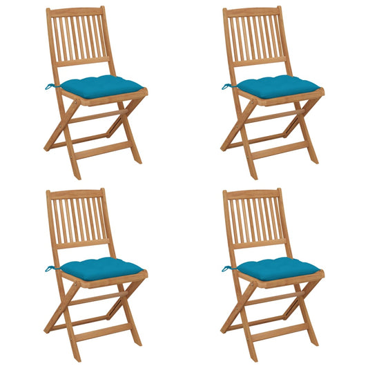 Tuinstoelen 4 st inklapbaar met kussens massief acaciahout is nu te koop bij PeponiXL, paradijselijk wonen!