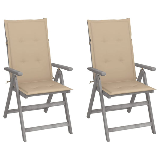 Tuinstoelen 2 st verstelbaar met kussens massief acaciahout is nu te koop bij PeponiXL, paradijselijk wonen!