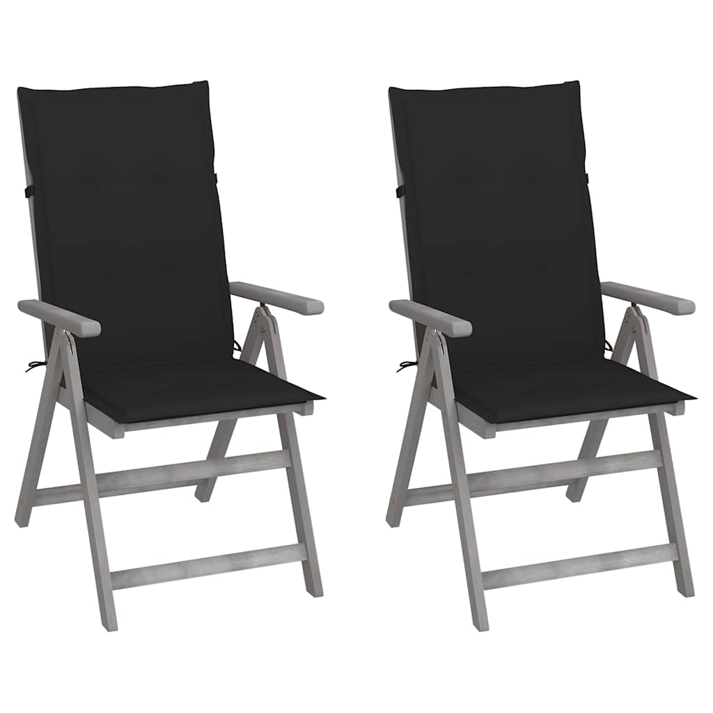 Tuinstoelen 2 st verstelbaar met kussens massief acaciahout is nu te koop bij PeponiXL, paradijselijk wonen!