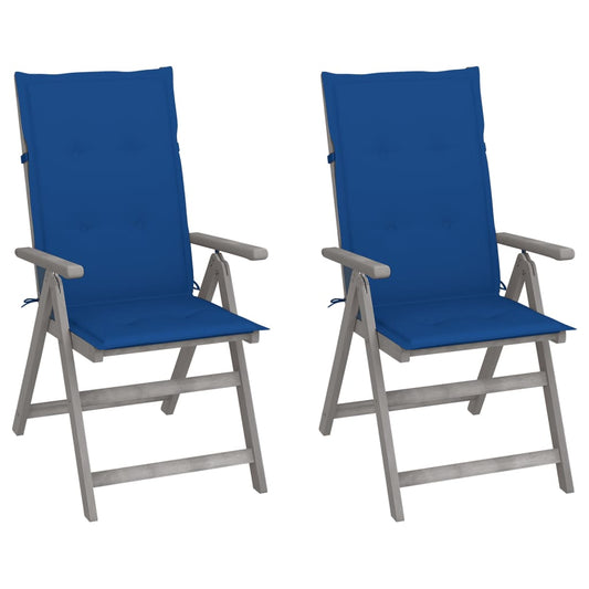 Tuinstoelen 2 st verstelbaar met kussens massief acaciahout is nu te koop bij PeponiXL, paradijselijk wonen!