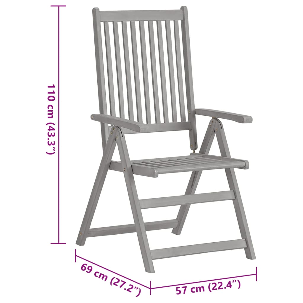 Tuinstoelen 2 st verstelbaar met kussens massief acaciahout is nu te koop bij PeponiXL, paradijselijk wonen!