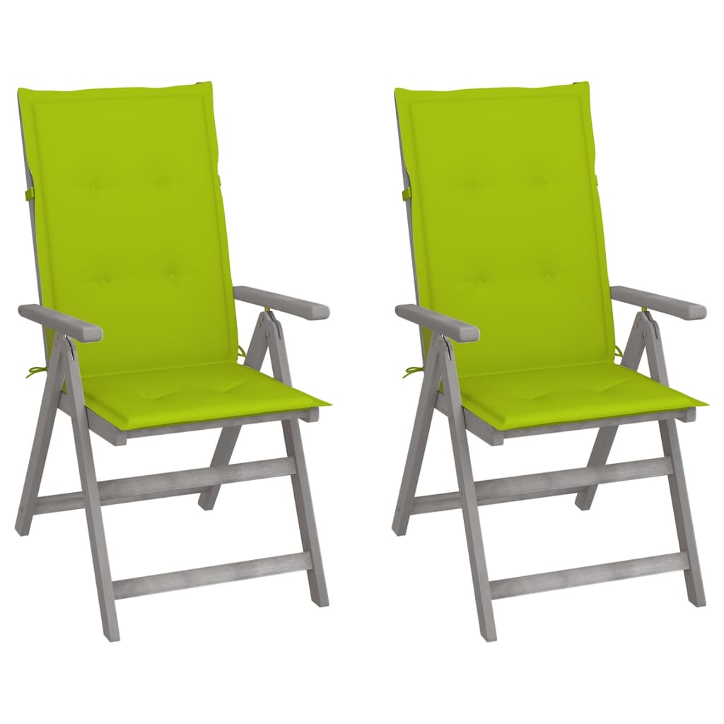 Tuinstoelen 2 st verstelbaar met kussens massief acaciahout is nu te koop bij PeponiXL, paradijselijk wonen!