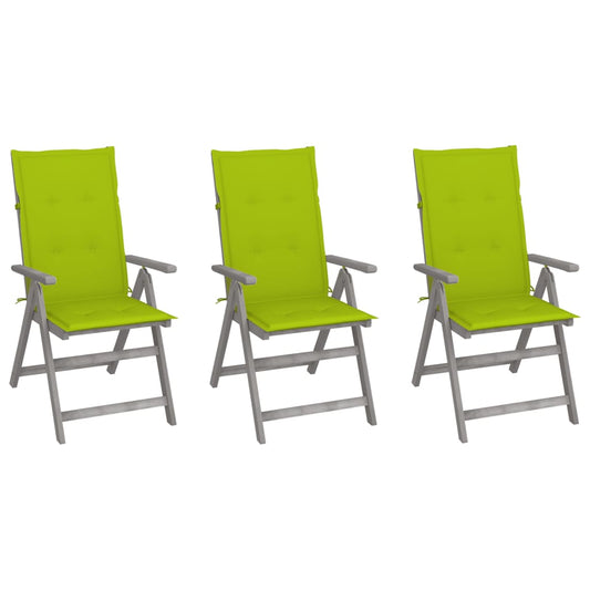 Tuinstoelen 3 st verstelbaar met kussens massief acaciahout is nu te koop bij PeponiXL, paradijselijk wonen!