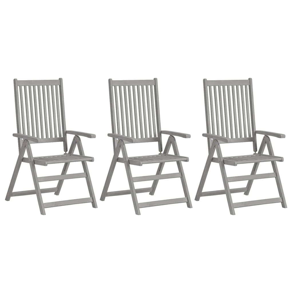 Tuinstoelen 3 st verstelbaar met kussens massief acaciahout is nu te koop bij PeponiXL, paradijselijk wonen!