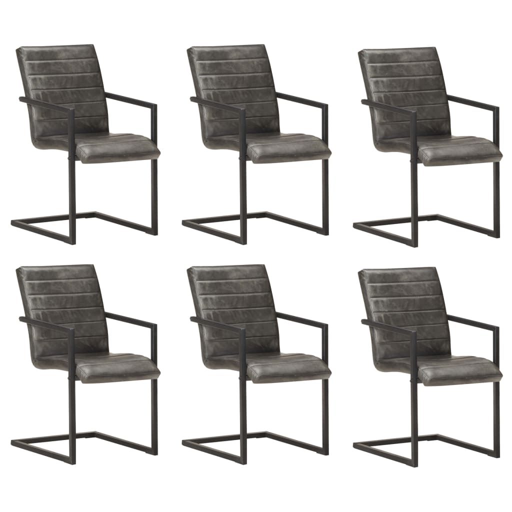 Eetkamerstoelen 6 st echt leer grijs is nu te koop bij PeponiXL, paradijselijk wonen!