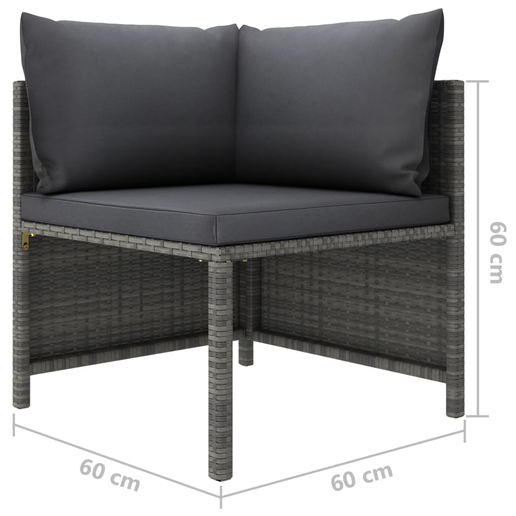10-delige Loungeset met kussens poly rattan grijs is nu te koop bij PeponiXL, paradijselijk wonen!