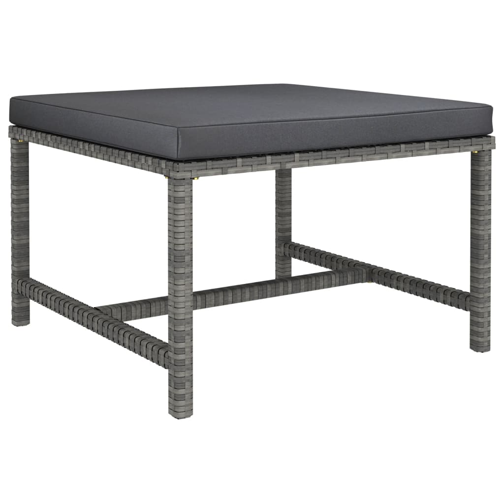8-delige Loungeset met kussens poly rattan grijs