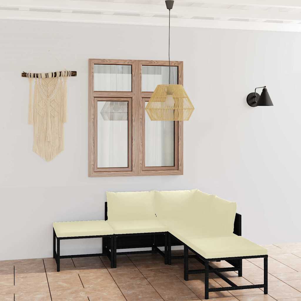 6-delige Loungeset met kussens poly rattan zwart is nu te koop bij PeponiXL, paradijselijk wonen!
