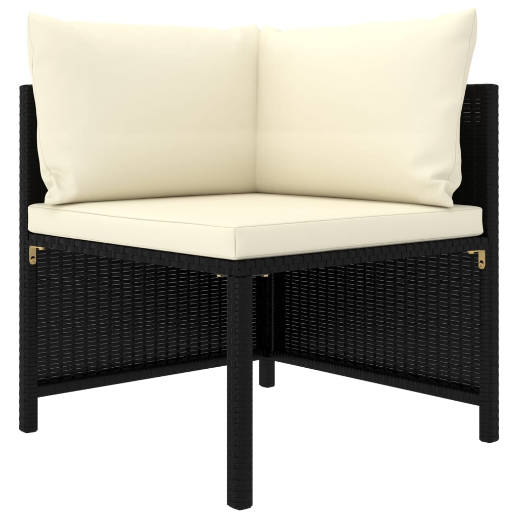 6-delige Loungeset met kussens poly rattan zwart is nu te koop bij PeponiXL, paradijselijk wonen!