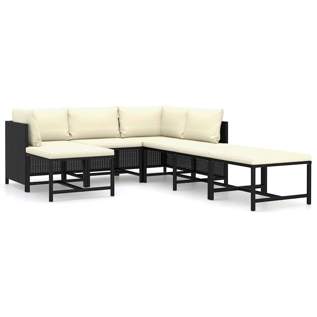 7-delige Loungeset met kussens poly rattan zwart is nu te koop bij PeponiXL, paradijselijk wonen!