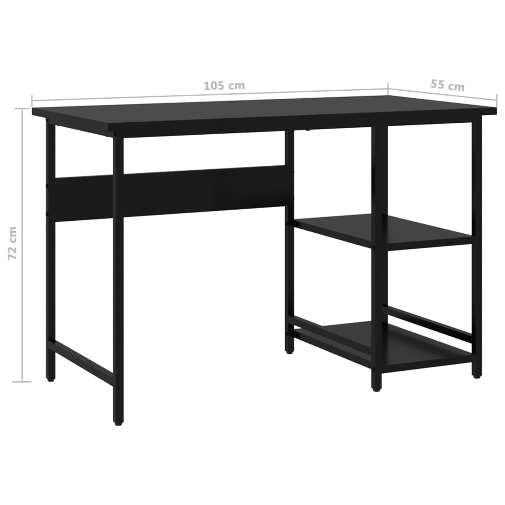 Computerbureau 105x50x72 cm MDF en metaal zwart is nu te koop bij PeponiXL, paradijselijk wonen!