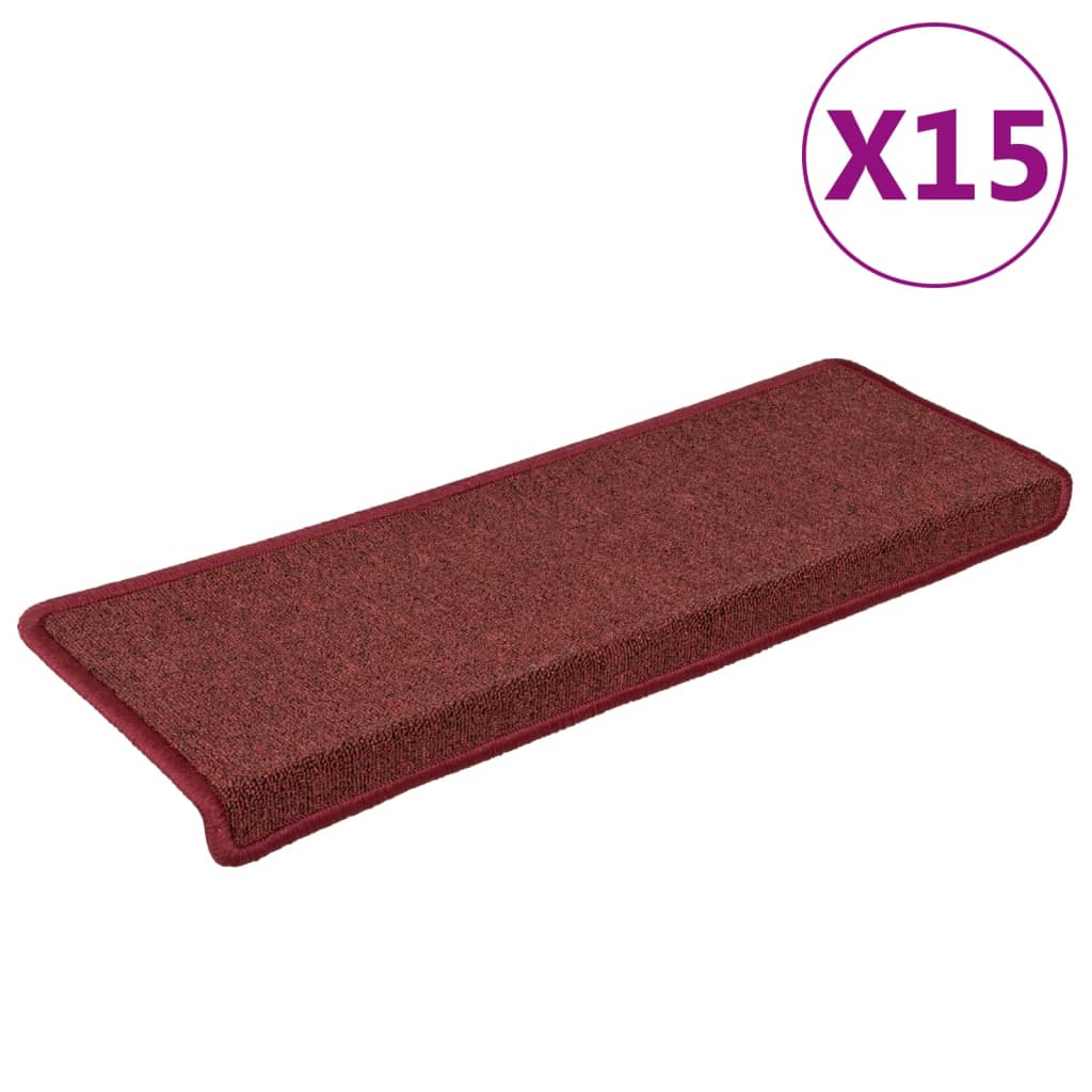 Trapmatten 15 st 65x21x4 cm Bordeaux Rechthoekige Rand is nu te koop bij PeponiXL, paradijselijk wonen!