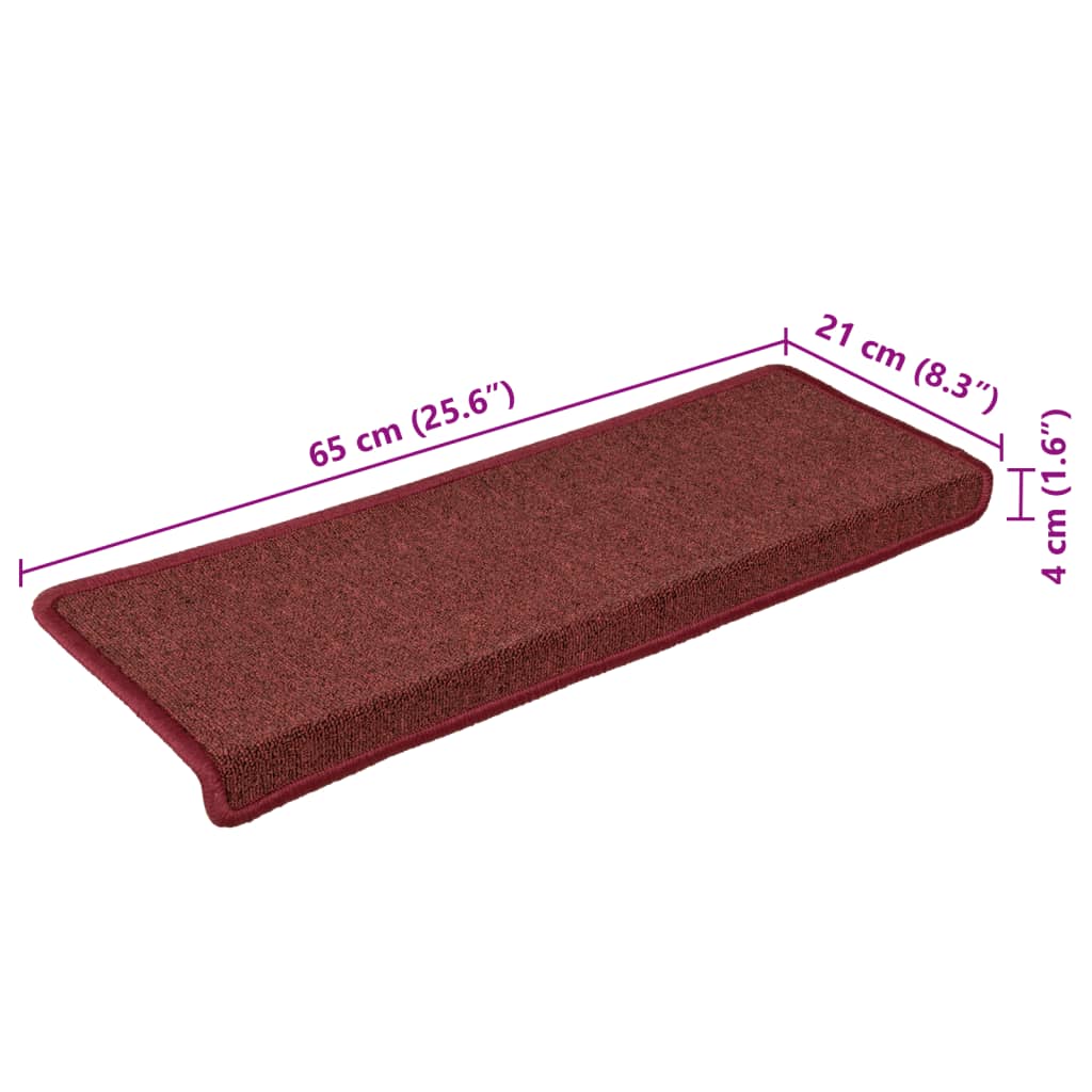 Trapmatten 15 st 65x21x4 cm Bordeaux Rechthoekige Rand is nu te koop bij PeponiXL, paradijselijk wonen!