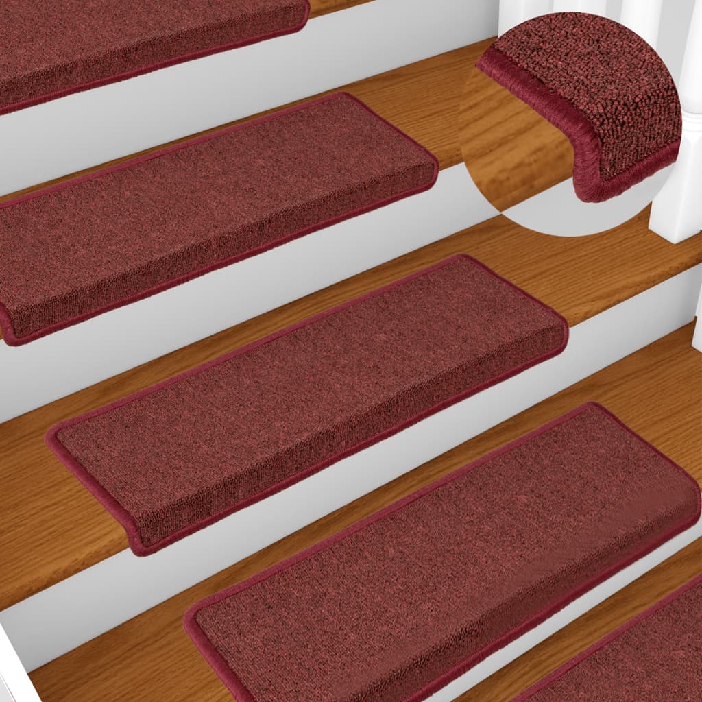 Trapmatten 15 st 65x21x4 cm Bordeaux Rechthoekige Rand is nu te koop bij PeponiXL, paradijselijk wonen!