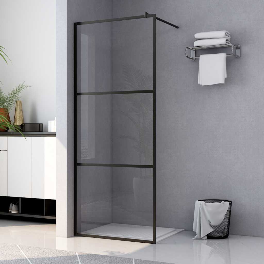 Inloopdouchewand transparant 115x195 cm ESG-glas zwart is nu te koop bij PeponiXL, paradijselijk wonen!