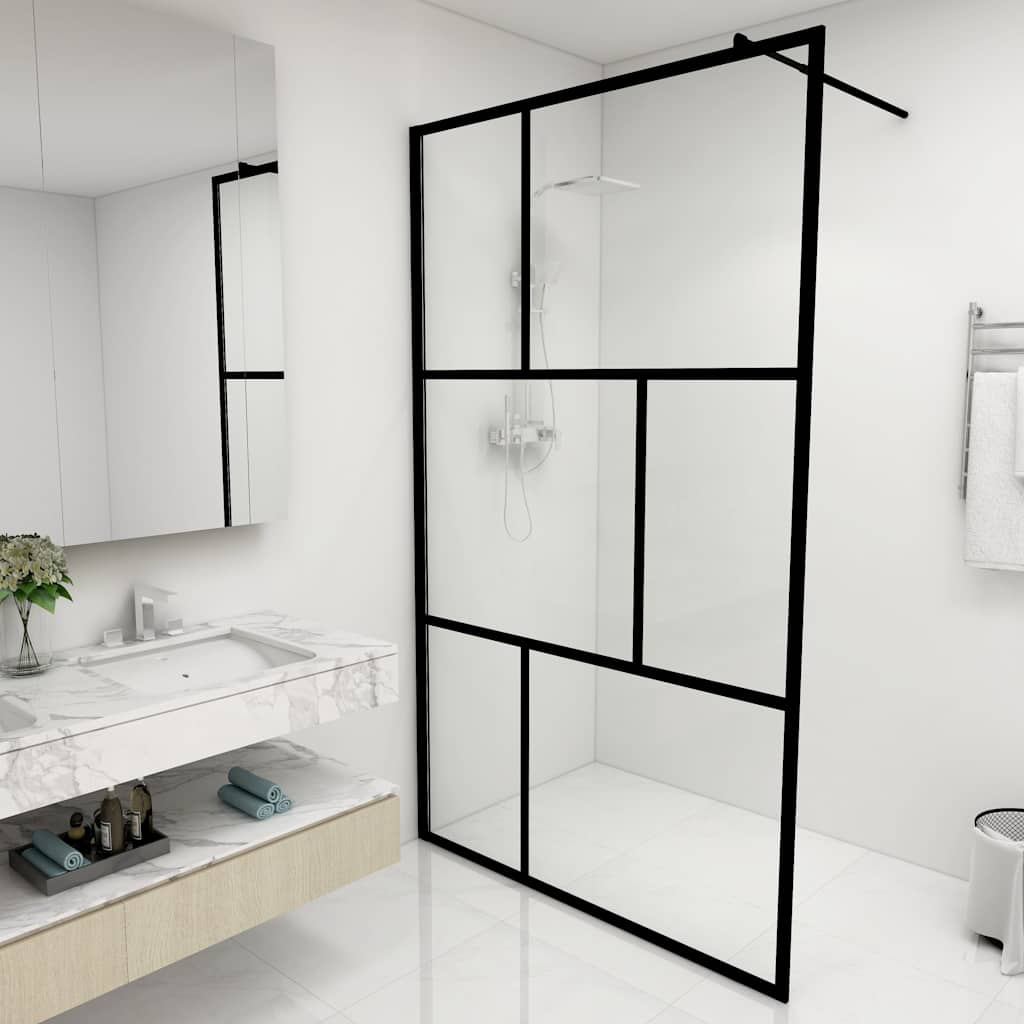 Inloopdouchewand 115x195 cm gehard glas zwart is nu te koop bij PeponiXL, paradijselijk wonen!