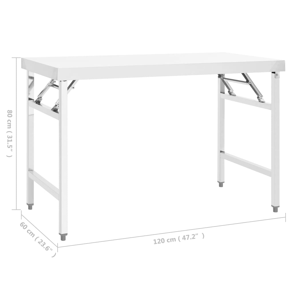 Keukenwerktafel inklapbaar 120x60x80 cm roestvrij staal is nu te koop bij PeponiXL, paradijselijk wonen!