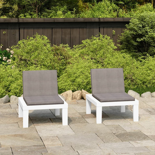 Loungestoelen 2 st met kussens kunststof wit is nu te koop bij PeponiXL, paradijselijk wonen!