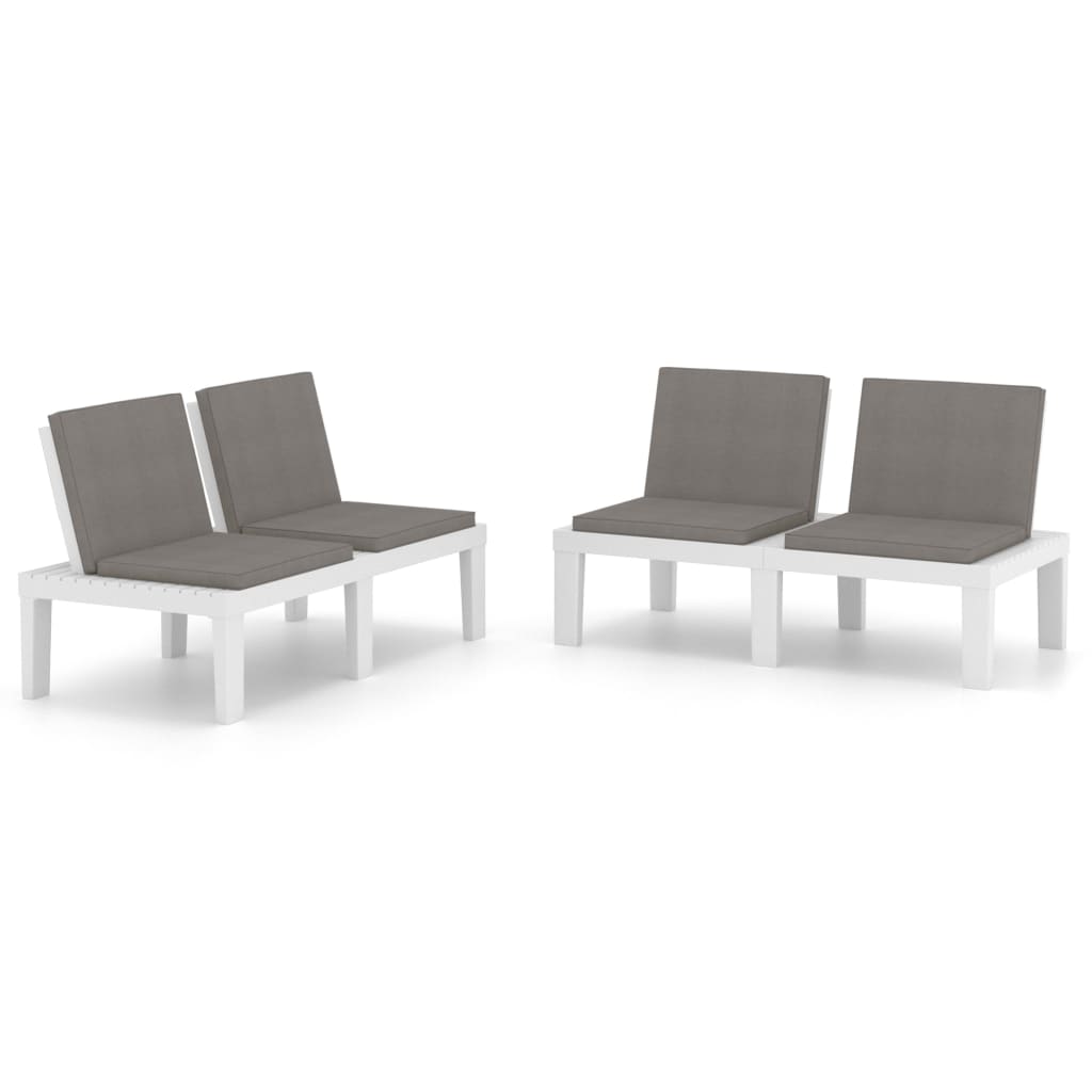 Loungebanken 2 st met kussens kunststof wit is nu te koop bij PeponiXL, paradijselijk wonen!