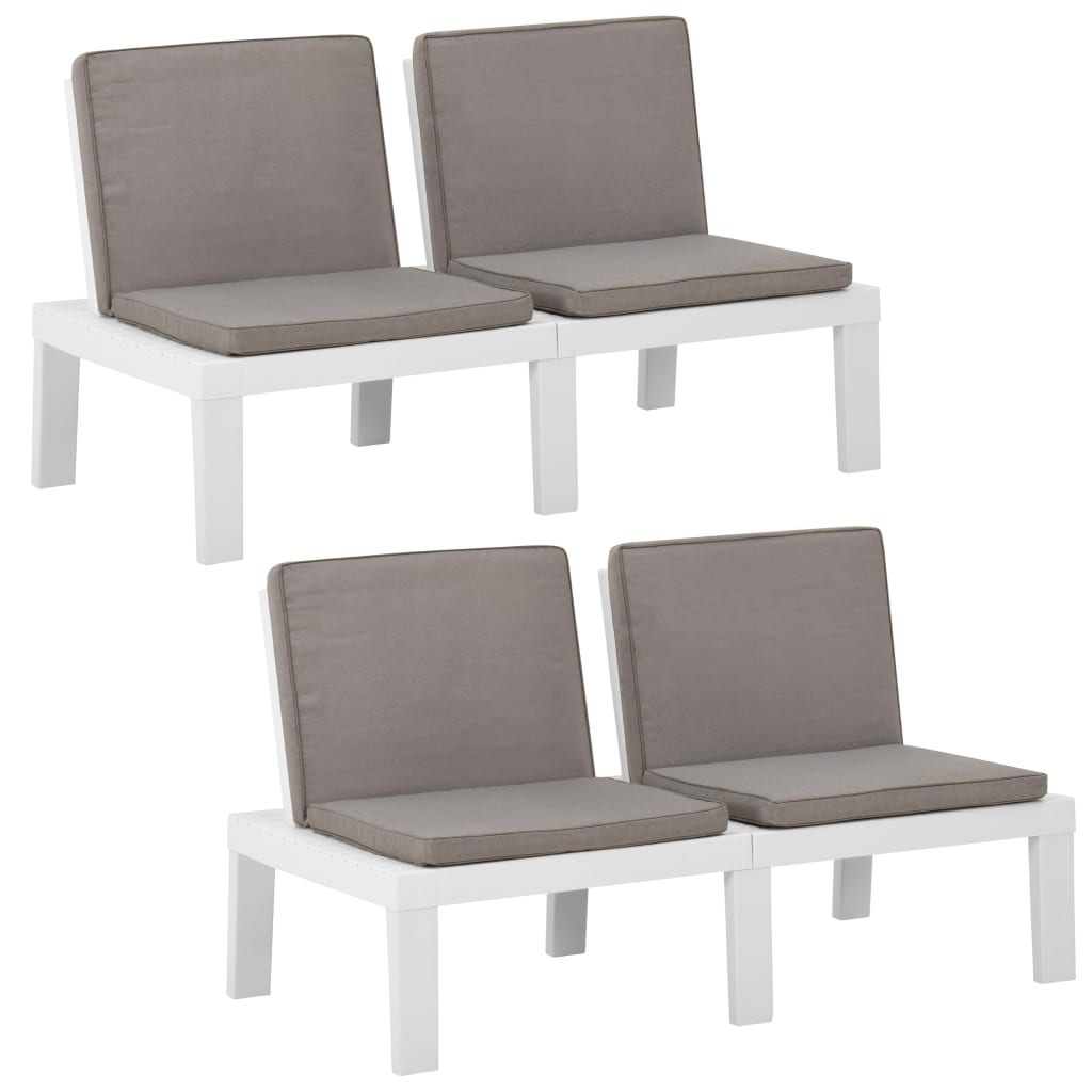 Loungebanken 2 st met kussens kunststof wit is nu te koop bij PeponiXL, paradijselijk wonen!