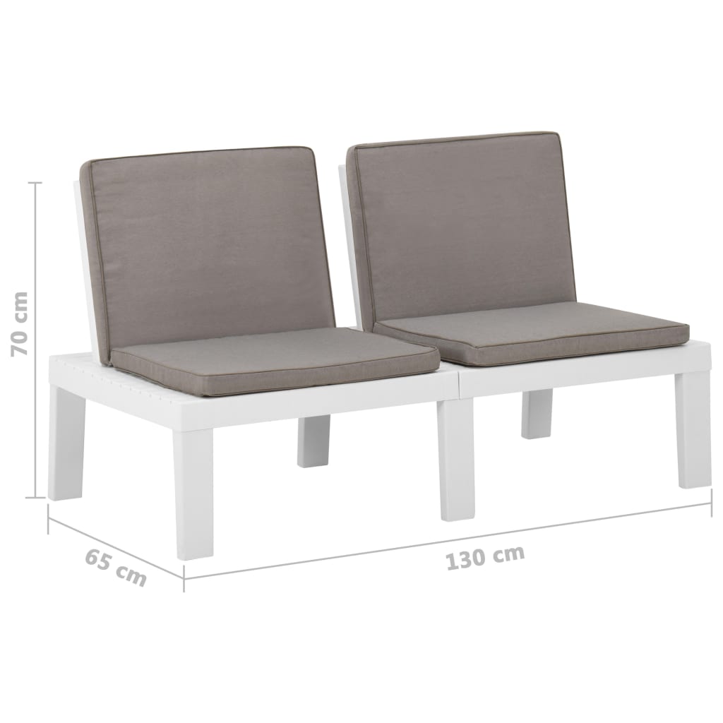Loungebanken 2 st met kussens kunststof wit is nu te koop bij PeponiXL, paradijselijk wonen!