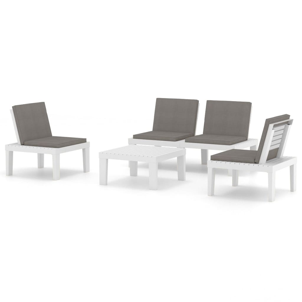 4-delige Loungeset met kussens kunststof wit is nu te koop bij PeponiXL, paradijselijk wonen!
