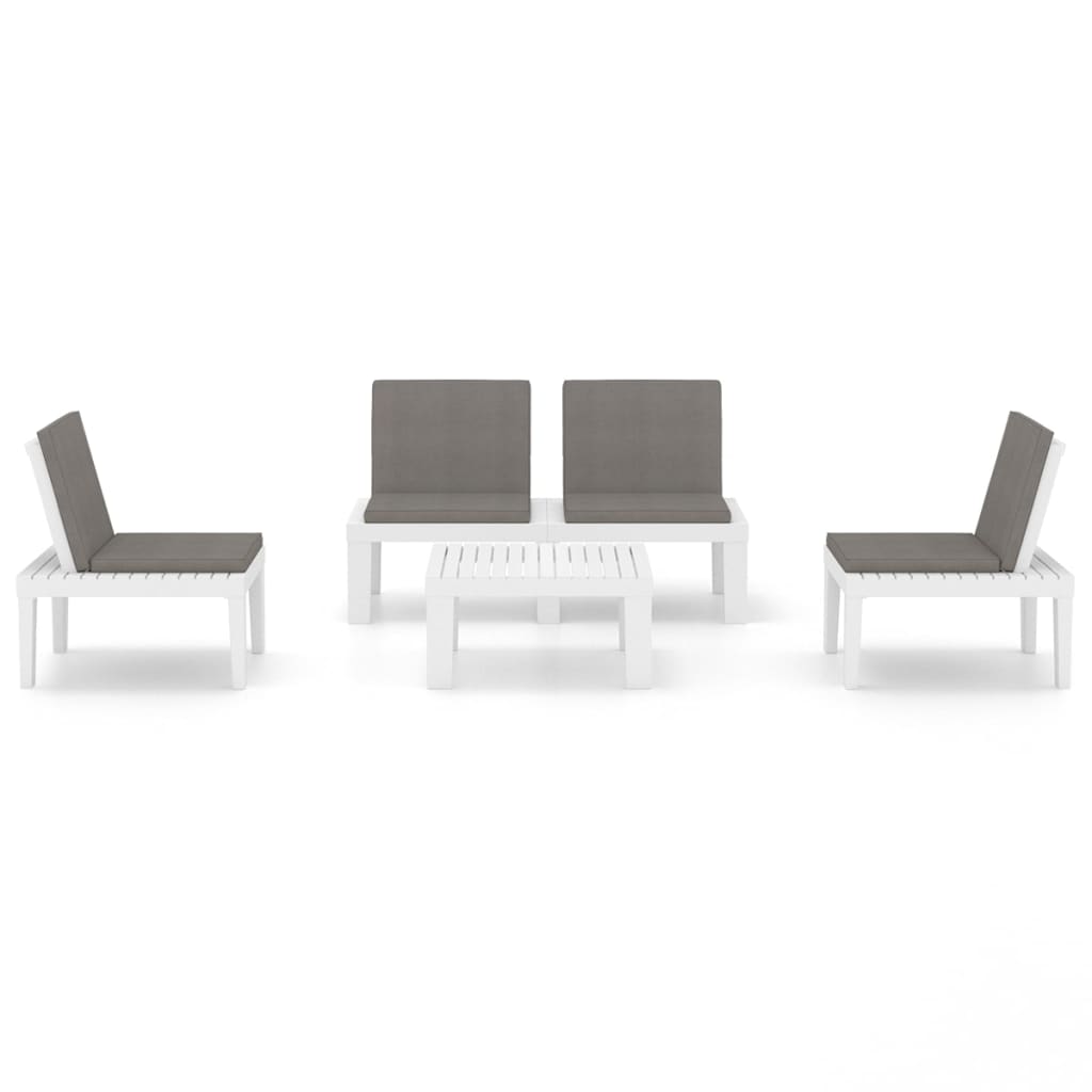 4-delige Loungeset met kussens kunststof wit is nu te koop bij PeponiXL, paradijselijk wonen!