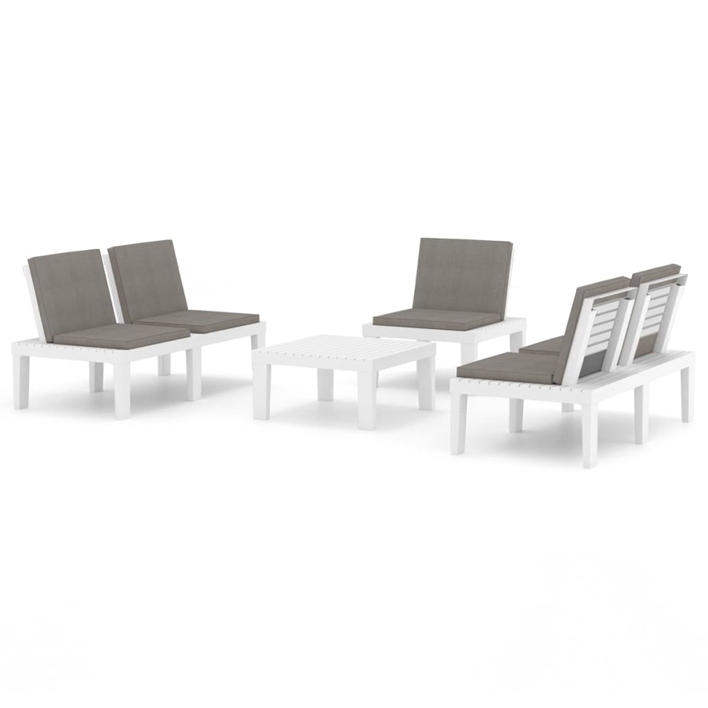 4-delige Loungeset met kussens kunststof wit is nu te koop bij PeponiXL, paradijselijk wonen!