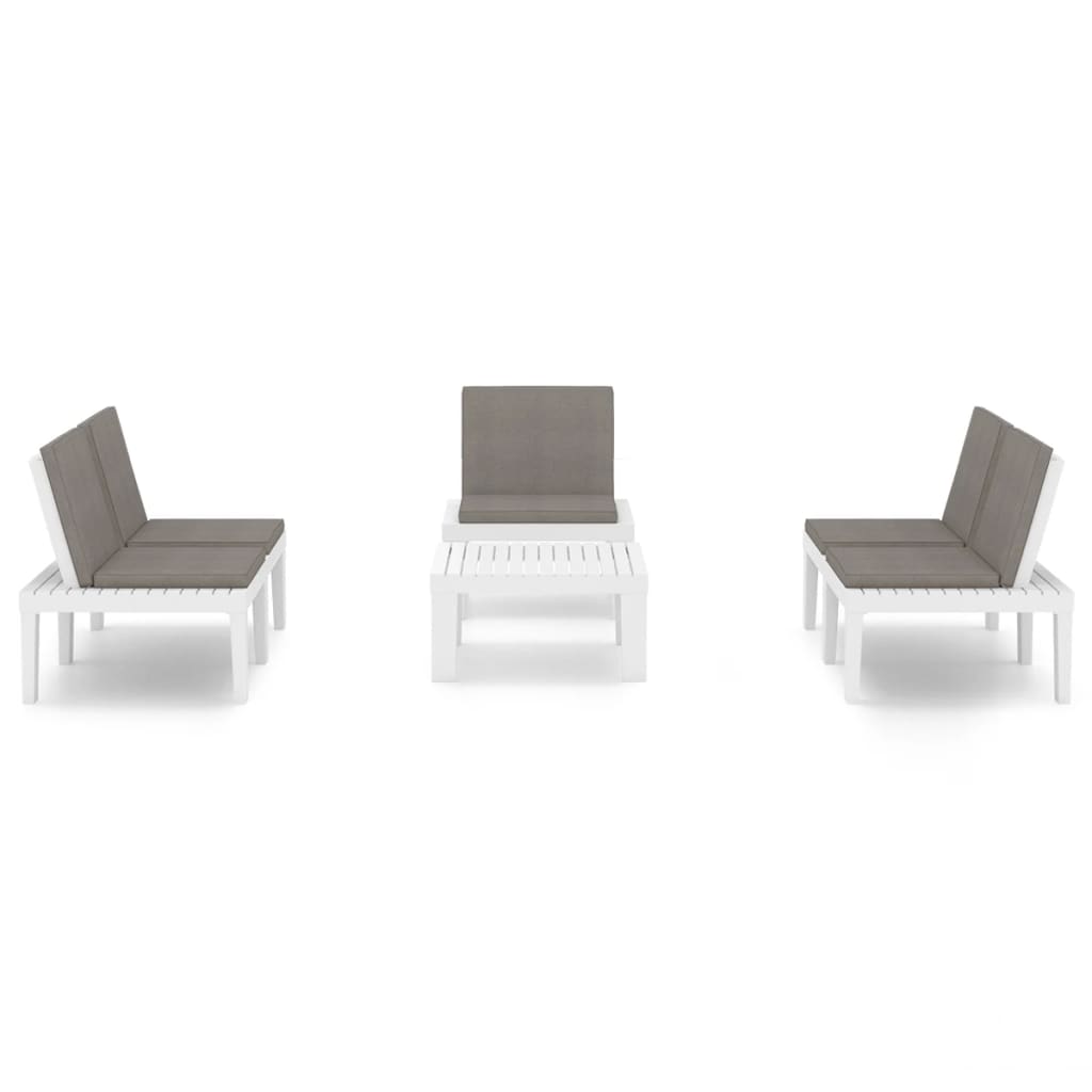 4-delige Loungeset met kussens kunststof wit is nu te koop bij PeponiXL, paradijselijk wonen!