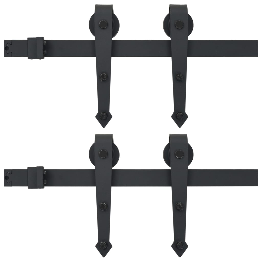 Hardwaresets voor schuifdeuren 2 st 200 cm staal zwart is nu te koop bij PeponiXL, paradijselijk wonen!