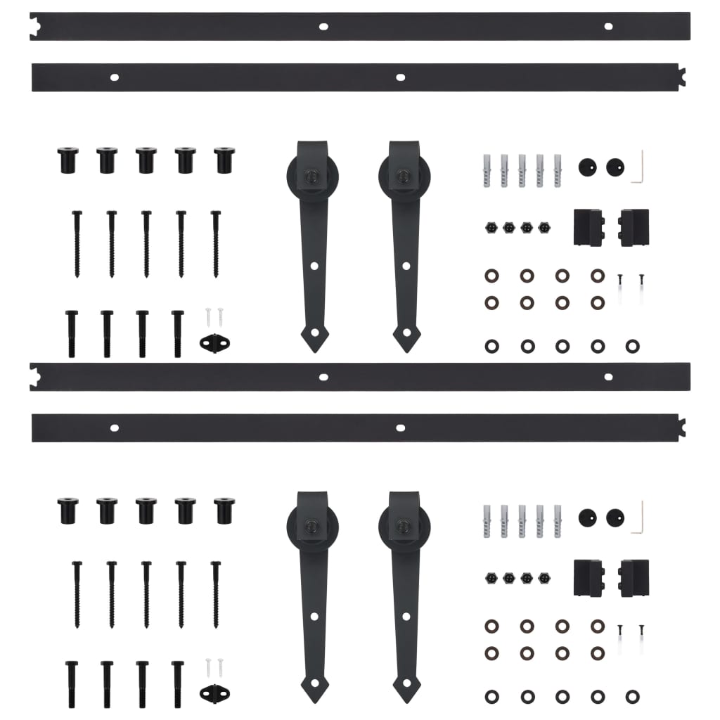 Hardwaresets voor schuifdeuren 2 st 200 cm staal zwart is nu te koop bij PeponiXL, paradijselijk wonen!