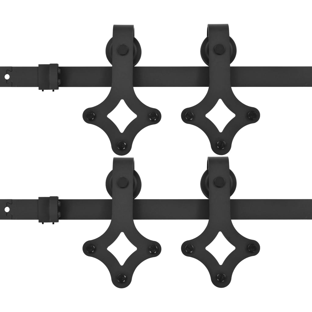 Hardwaresets voor schuifdeuren 2 st 200 cm staal zwart is nu te koop bij PeponiXL, paradijselijk wonen!