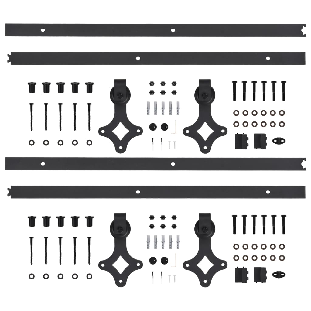 Hardwaresets voor schuifdeuren 2 st 200 cm staal zwart is nu te koop bij PeponiXL, paradijselijk wonen!
