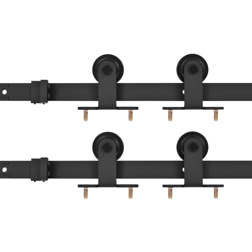Beslagsets voor schuifdeur 2 st 183 cm staal zwart is nu te koop bij PeponiXL, paradijselijk wonen!