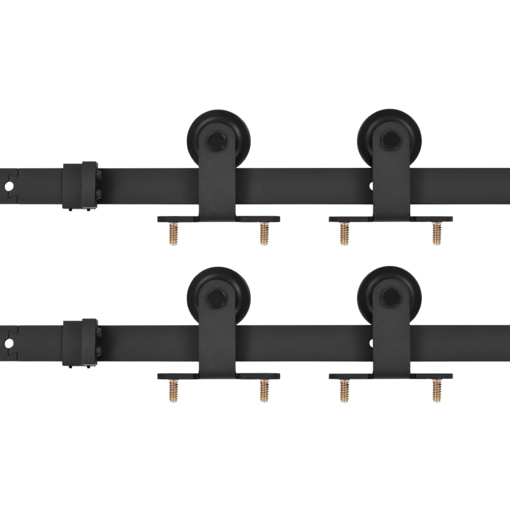 Hardwaresets voor schuifdeuren 2 st 200 cm staal zwart is nu te koop bij PeponiXL, paradijselijk wonen!