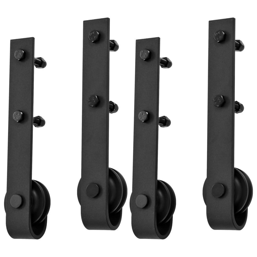 Hardwaresets voor schuifdeuren 2 st 183 cm staal zwart is nu te koop bij PeponiXL, paradijselijk wonen!