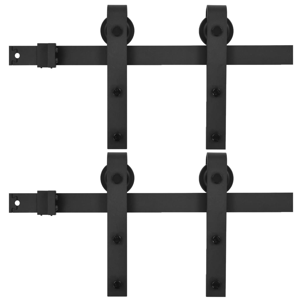 Hardwaresets voor schuifdeuren 2 st 200 cm staal zwart is nu te koop bij PeponiXL, paradijselijk wonen!