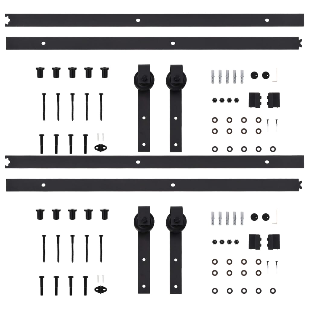 Hardwaresets voor schuifdeuren 2 st 200 cm staal zwart is nu te koop bij PeponiXL, paradijselijk wonen!