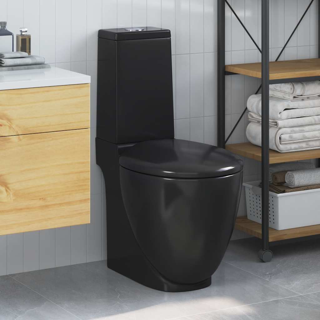 Toilet rond afvoer onder keramiek zwart is nu te koop bij PeponiXL, paradijselijk wonen!