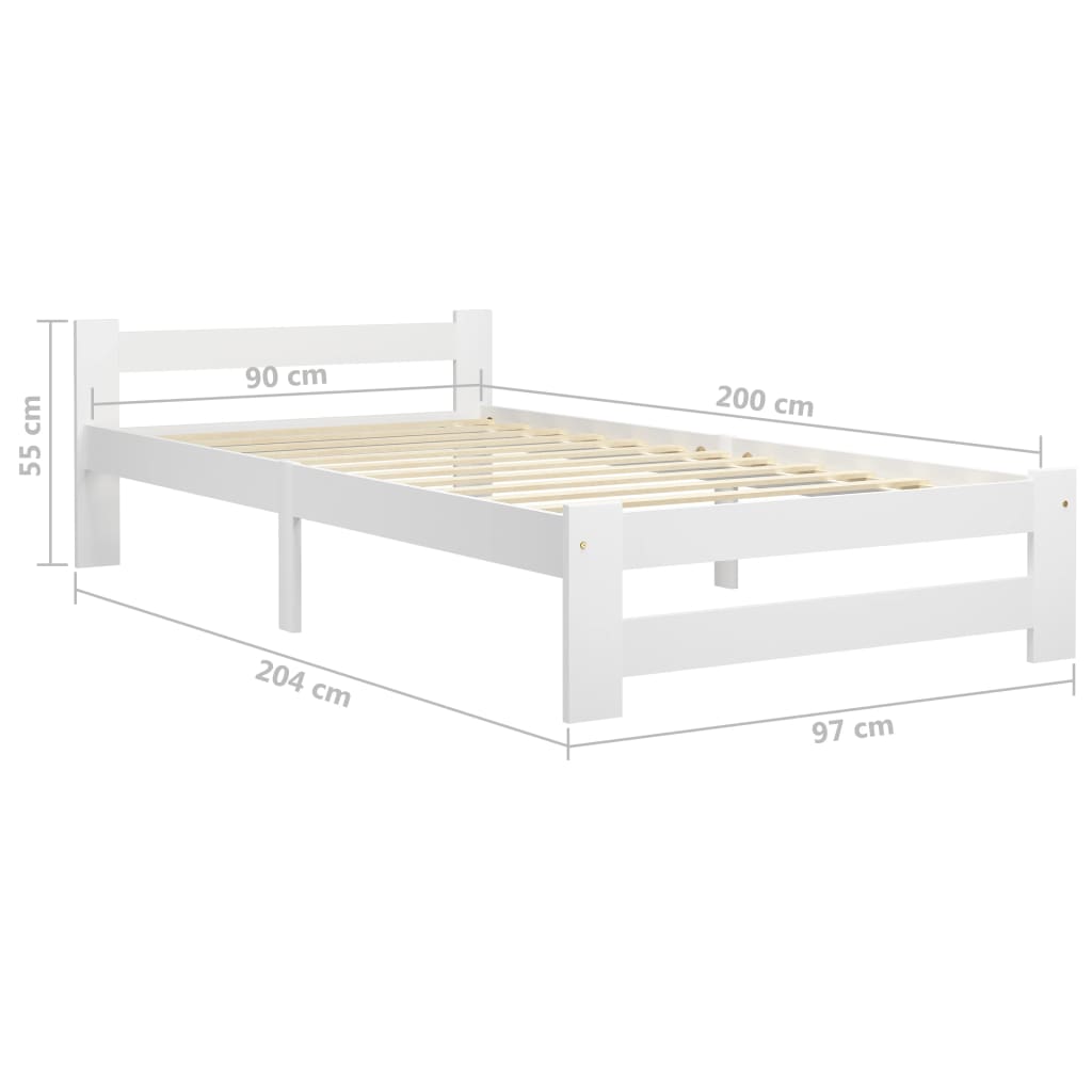 Bedframe massief grenenhout wit 90x200 cm is nu te koop bij PeponiXL, paradijselijk wonen!