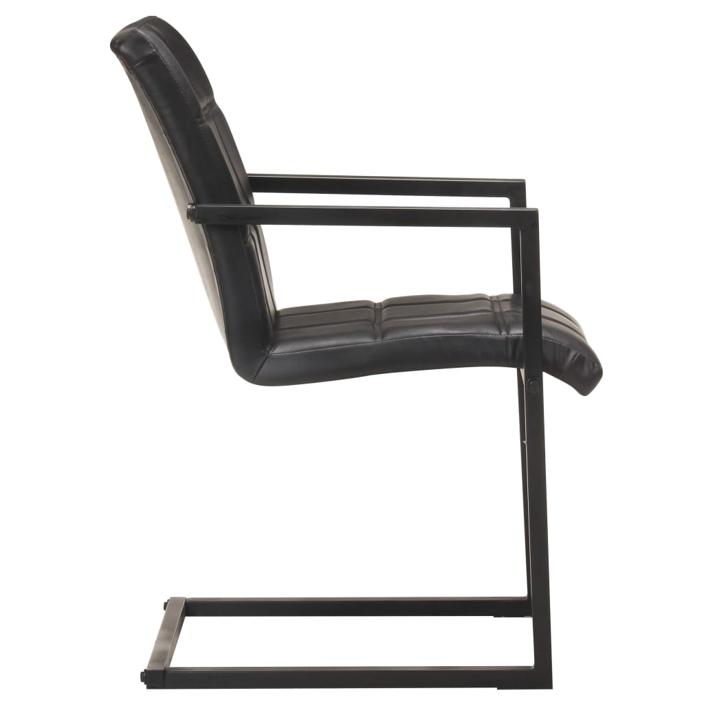 Eetkamerstoelen 4 st echt leer zwart is nu te koop bij PeponiXL, paradijselijk wonen!