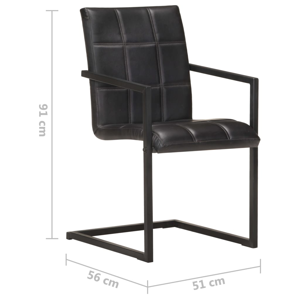 Eetkamerstoelen 4 st echt leer zwart is nu te koop bij PeponiXL, paradijselijk wonen!