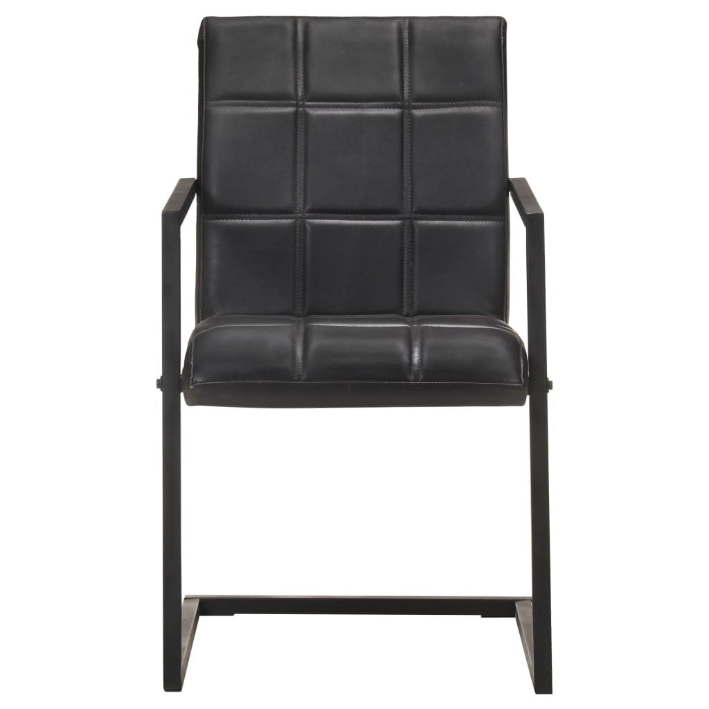 Eetkamerstoelen 6 st echt leer zwart is nu te koop bij PeponiXL, paradijselijk wonen!